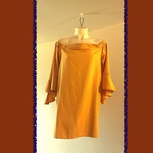 Missguided mustard mini off the shoulder dress